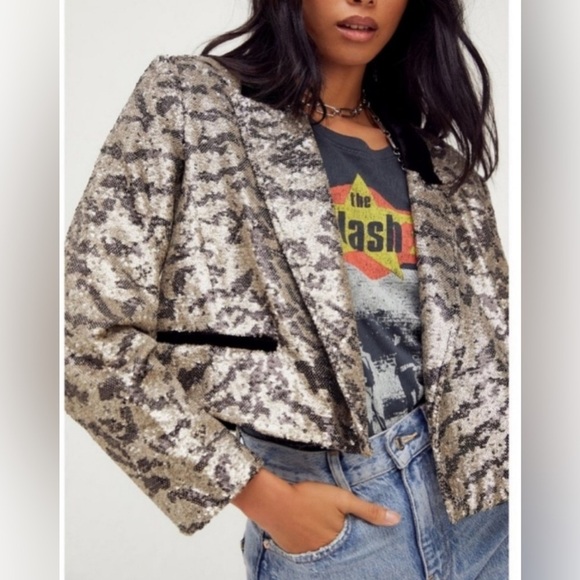 We The Free Jackets & Blazers - We the free sequin jacket with velvet neckline NWT
